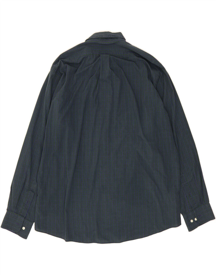 CHAPS Mens Shirt Size 17 1/2 XL Navy Blue Check Cotton Vintage Chaps and Second-Hand Chaps from Messina Hembry 