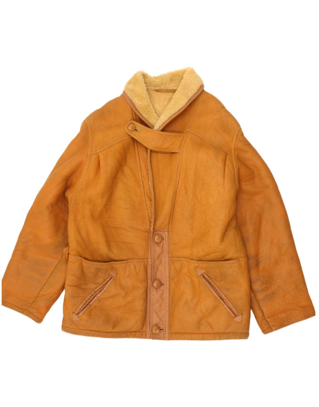 Vintage Herre Shearling Jacket UK 42 XL Beige Shearling