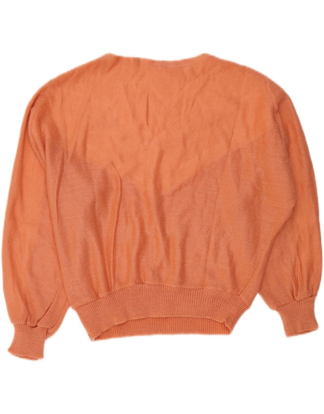 VINTAGE Dame Boat Neck Sweater UK 14 Medium Orange Colourblock