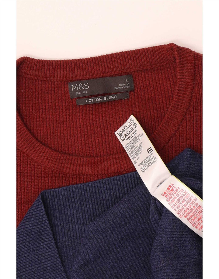 Marks & Spencer Herre sweater med rund hals, stor blå farveblok