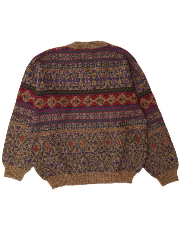 L. TORELLI Herre V-hals sweater IT 48 Medium Flerfarvet Fair Isle