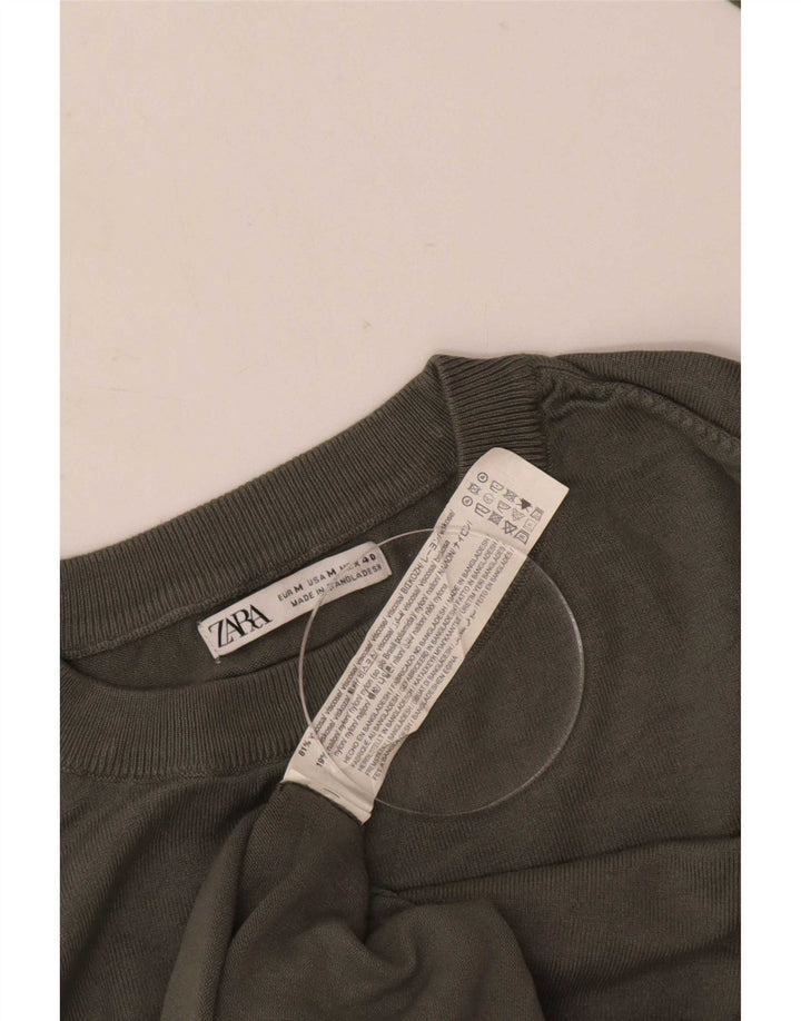 Zara Herre trøjetrøje med rund hals Medium Khaki Viscose