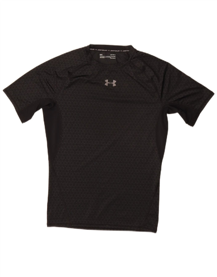 UNDER ARMOUR Herre Heat Gear T-Shirt Top Stor Grå Geometrisk Syntetisk