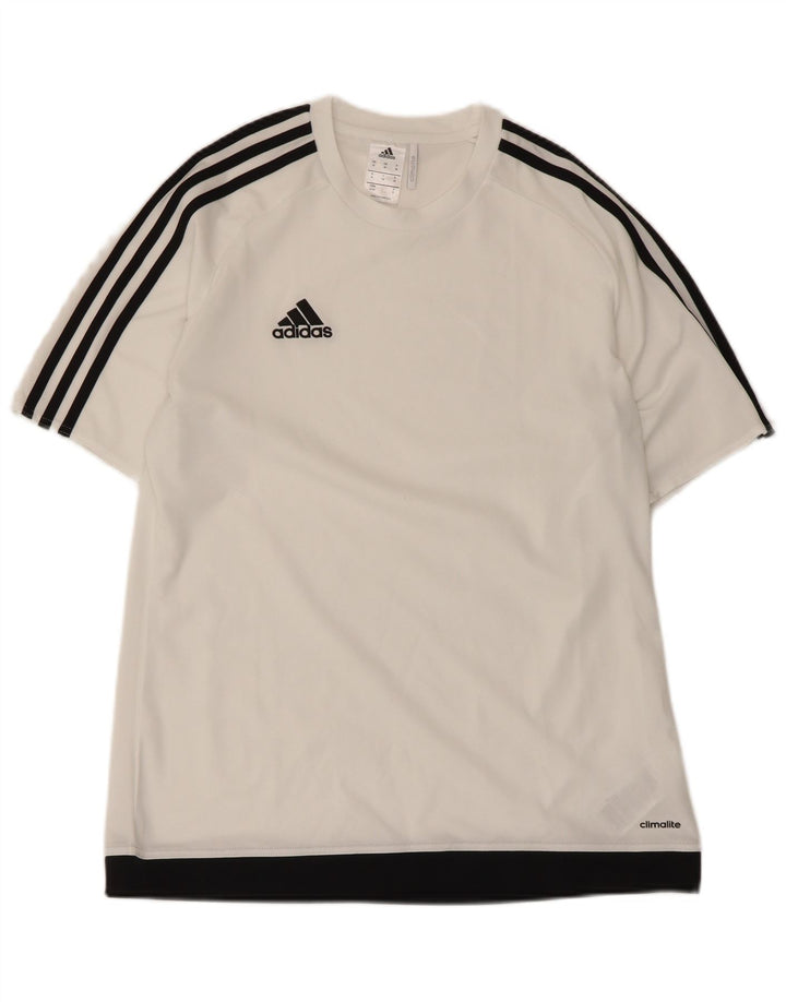 Adidas Herre Climalite T-Shirt Top Medium White Colourblock Polyester