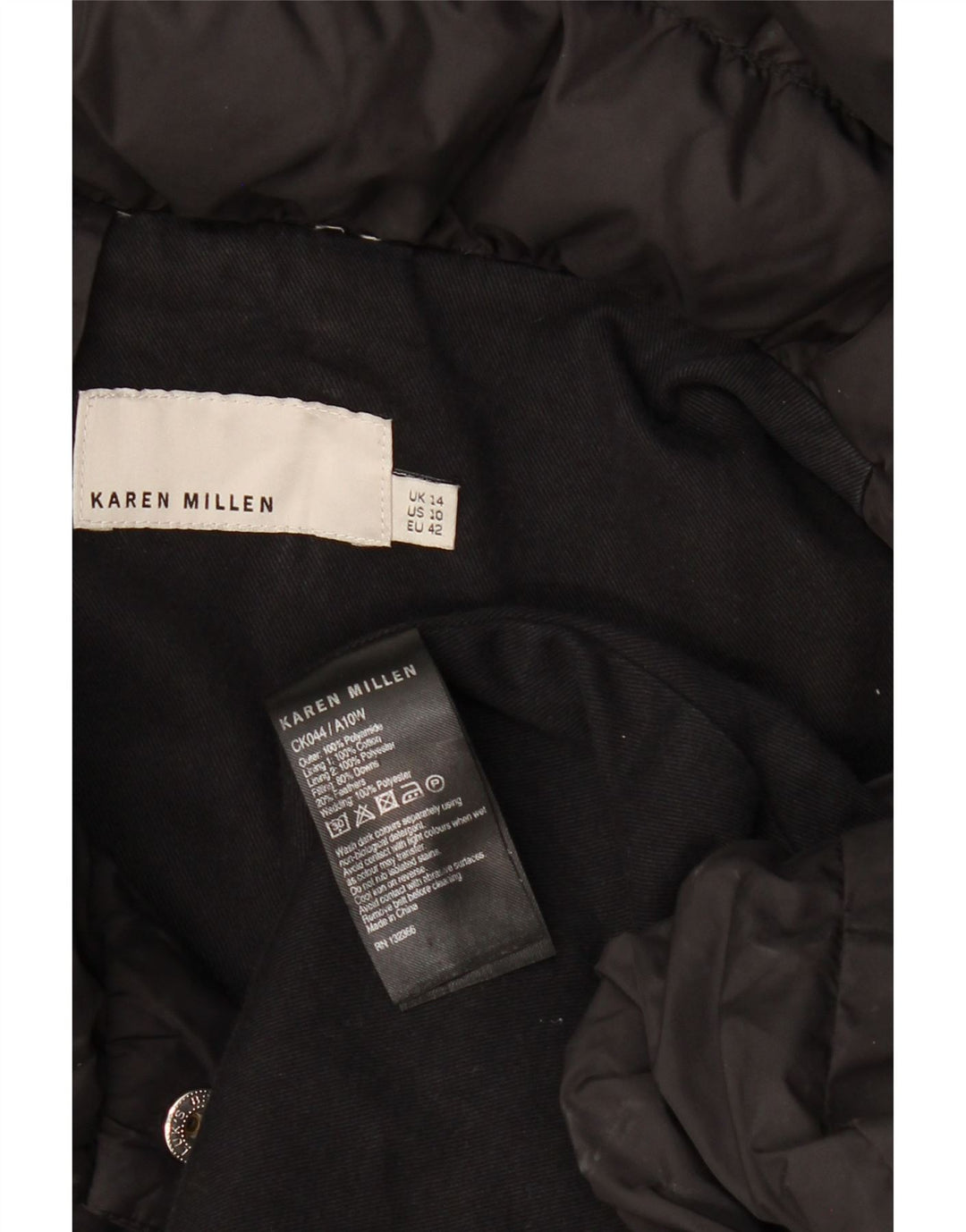 Karen Millen Dame Polstret Frakke UK 14 Stor Sort Polyamid