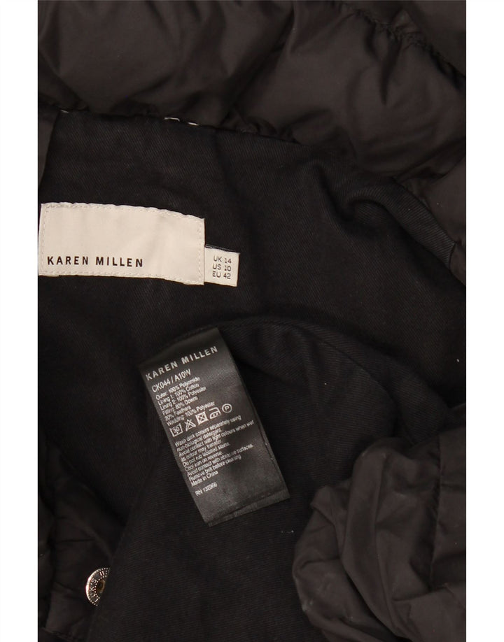 Karen Millen Dame Polstret Frakke UK 14 Stor Sort Polyamid