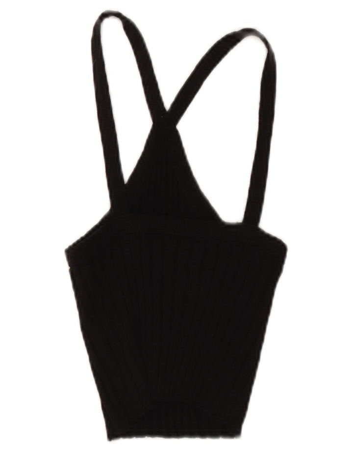 Zara Womens Crop Halter Top UK 8 Small Black Bomuld