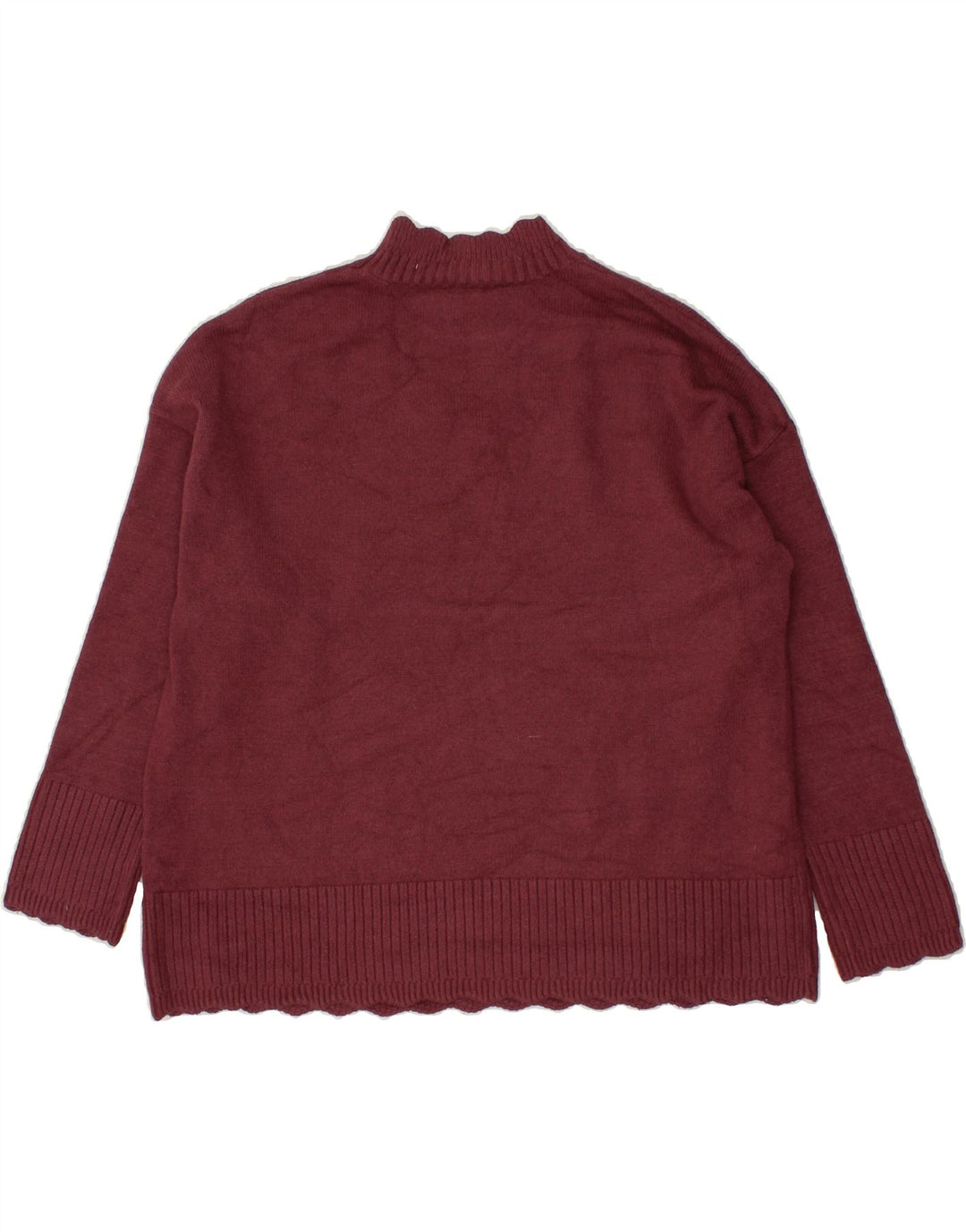 OASIS Womens Oversized Turtle Neck Jumper Sweater UK 10 Small Maroon Vintage Oasis and Second-Hand Oasis from Messina Hembry 