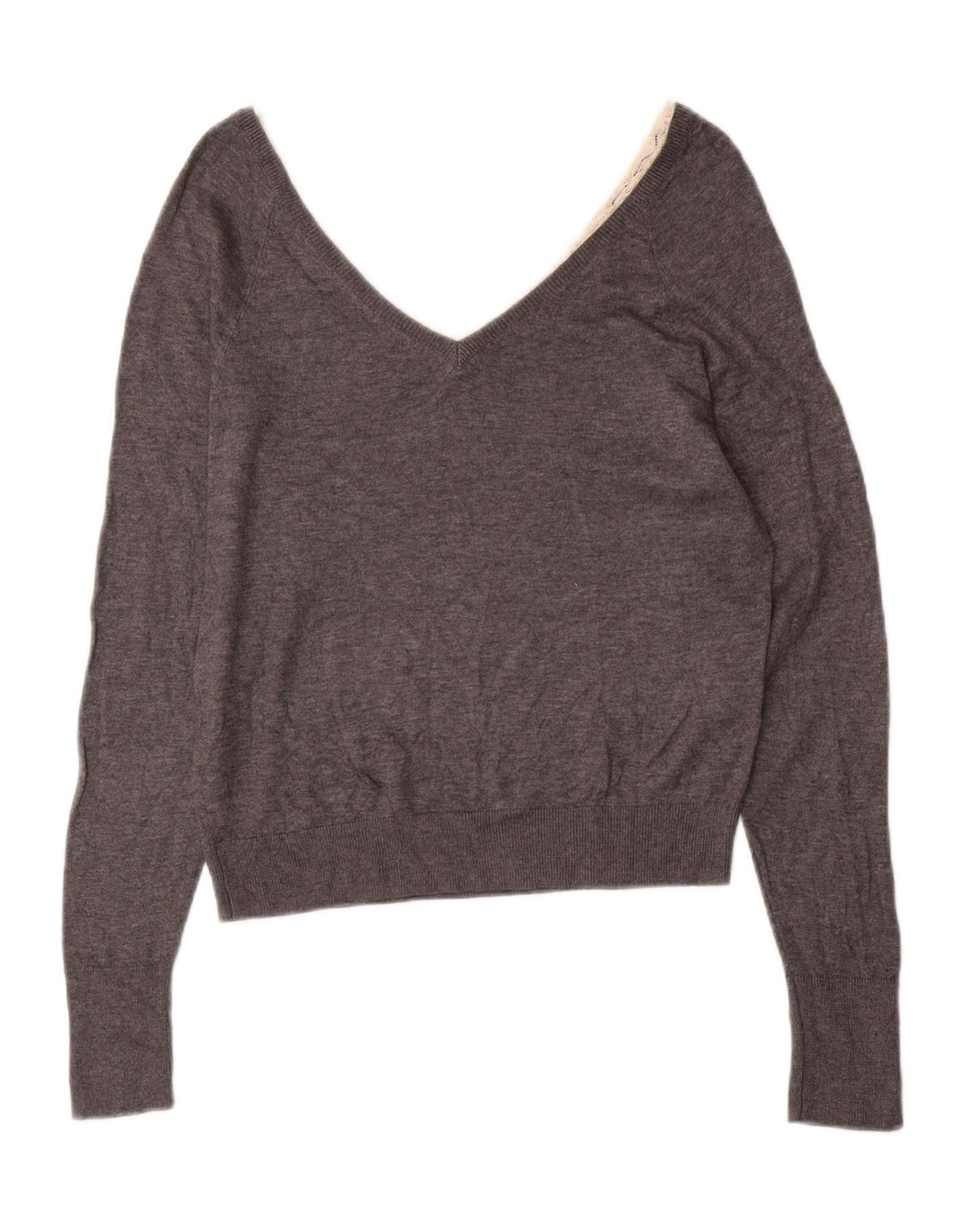 Zara Dame V-hals sweater UK 10 Small Grå