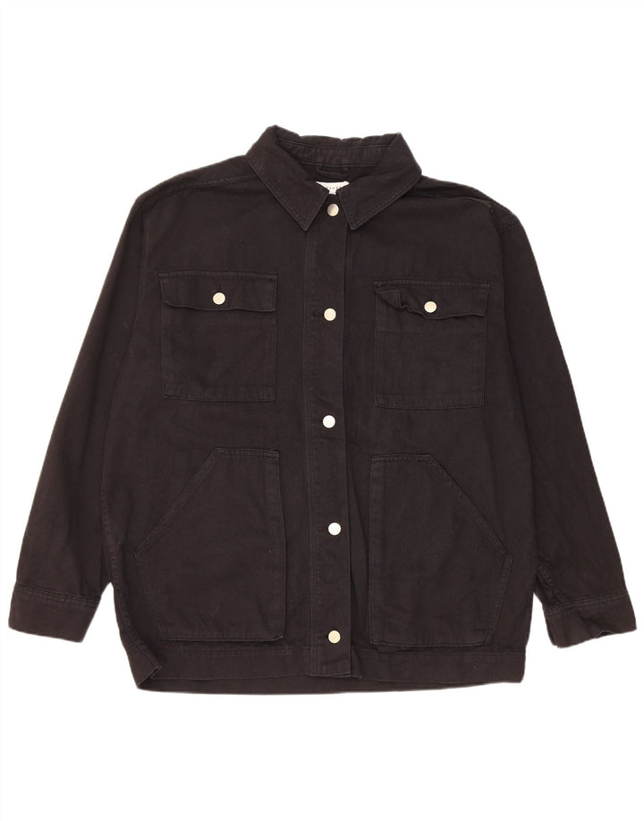 Topshop Dame Oversized Denim Jacket UK 16 Large Black Bomuld