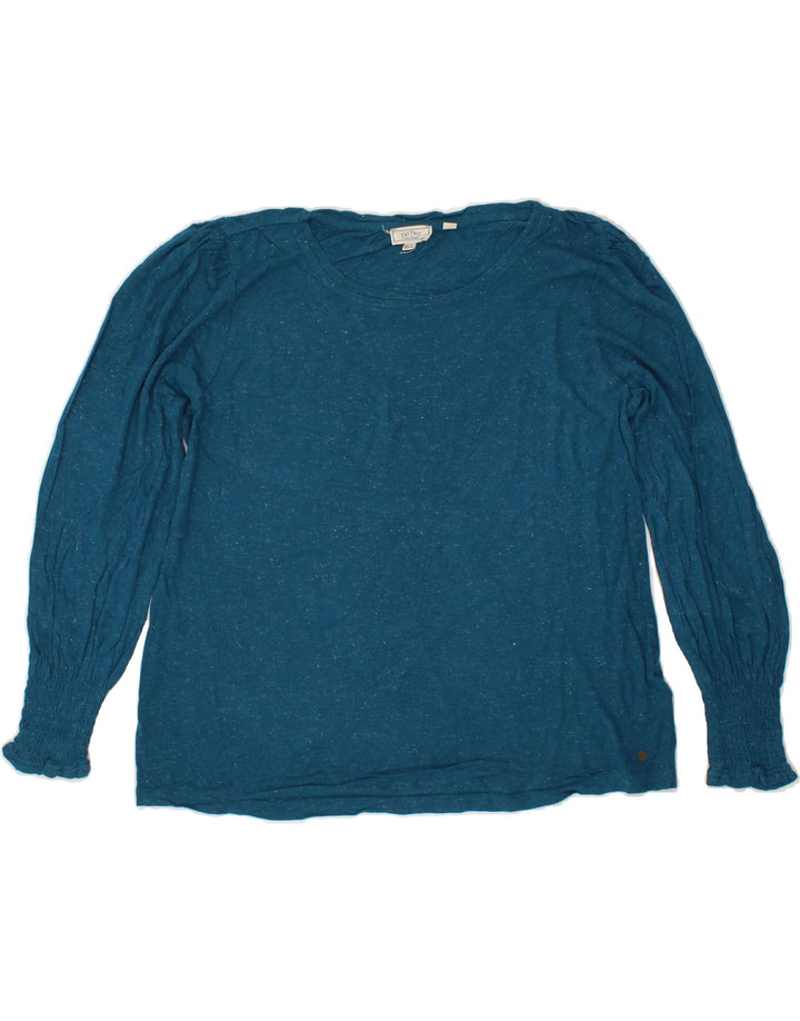 FAT FACE Womens Top Long Sleeve UK 12 Medium  Blue Flecked Viscose Vintage Fat Face and Second-Hand Fat Face from Messina Hembry 