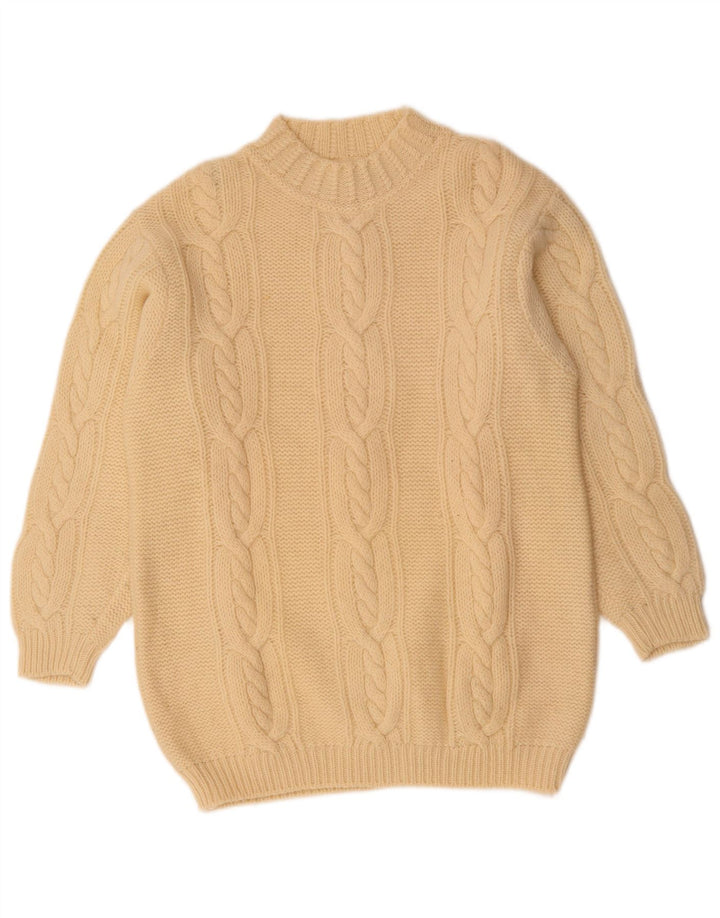 Benetton Dame Turtle Neck Jumper Sweater UK 14 Large Off White Uld
