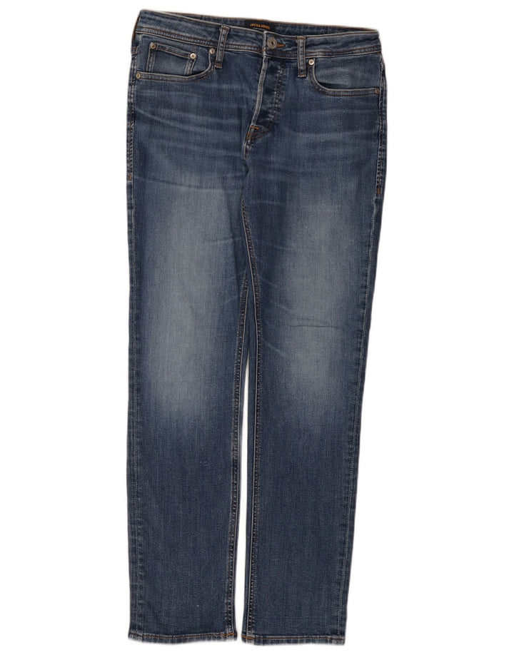 Jack & Jones Straight Jeans til mænd W30 L32 Blå Bomuld