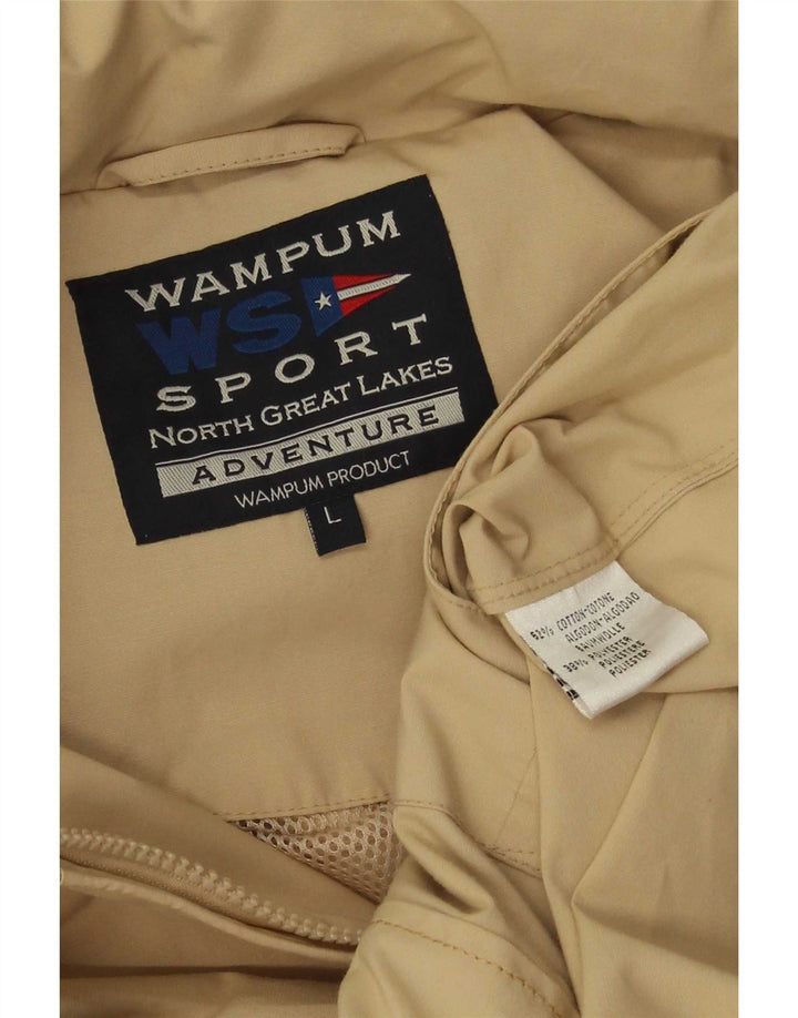 Wampum Herre Hooded Bomber Jacket UK 40 Stor Beige Bomuld