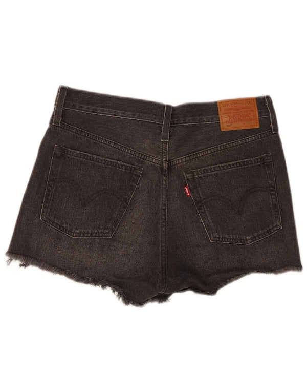 LEVI'S Womens 501 højtaljede denimshorts W27 Små grå bomuld