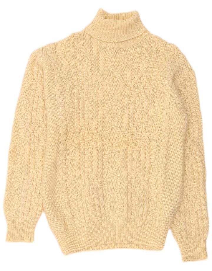 Edward Spires Herre Roll Neck Jumper Sweater Stor Beige Uld