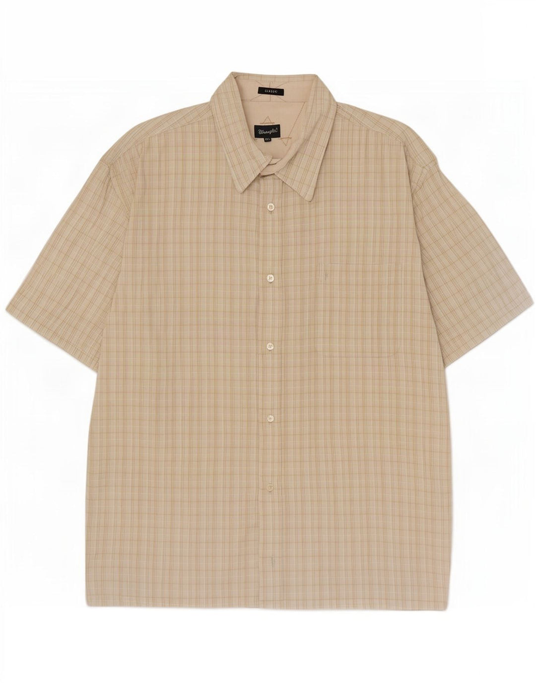Wrangler Herre klassisk kortærmet skjorte 2XL beige ternet