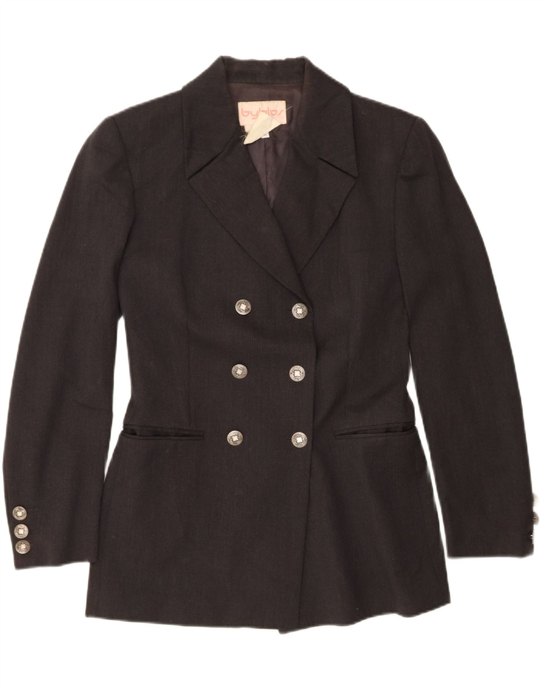 Byblos Dame Dobbeltradet Blazer Jacket IT 42 Medium Grey Uld