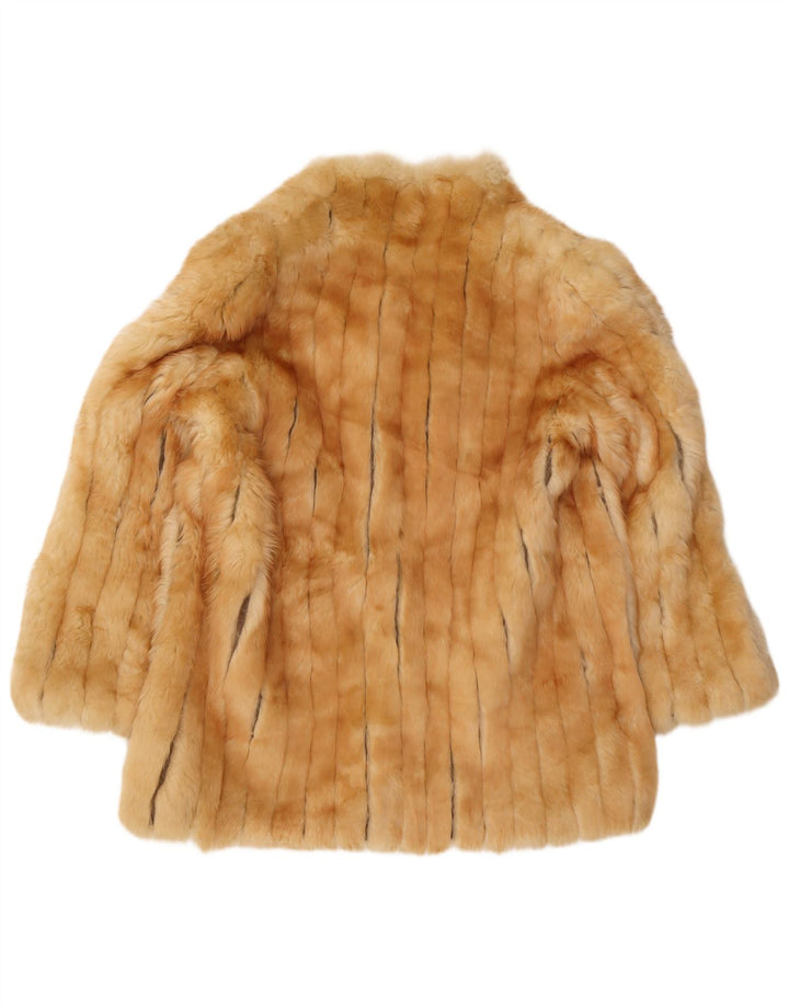 Vintage Dame imiteret Pels Overfrakke UK 14 Medium Beige Classic