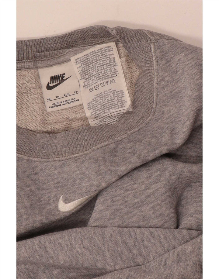 Nike Womens Crop Oversized Sweatshirt Jumper UK 6 XS Grå Bomuld