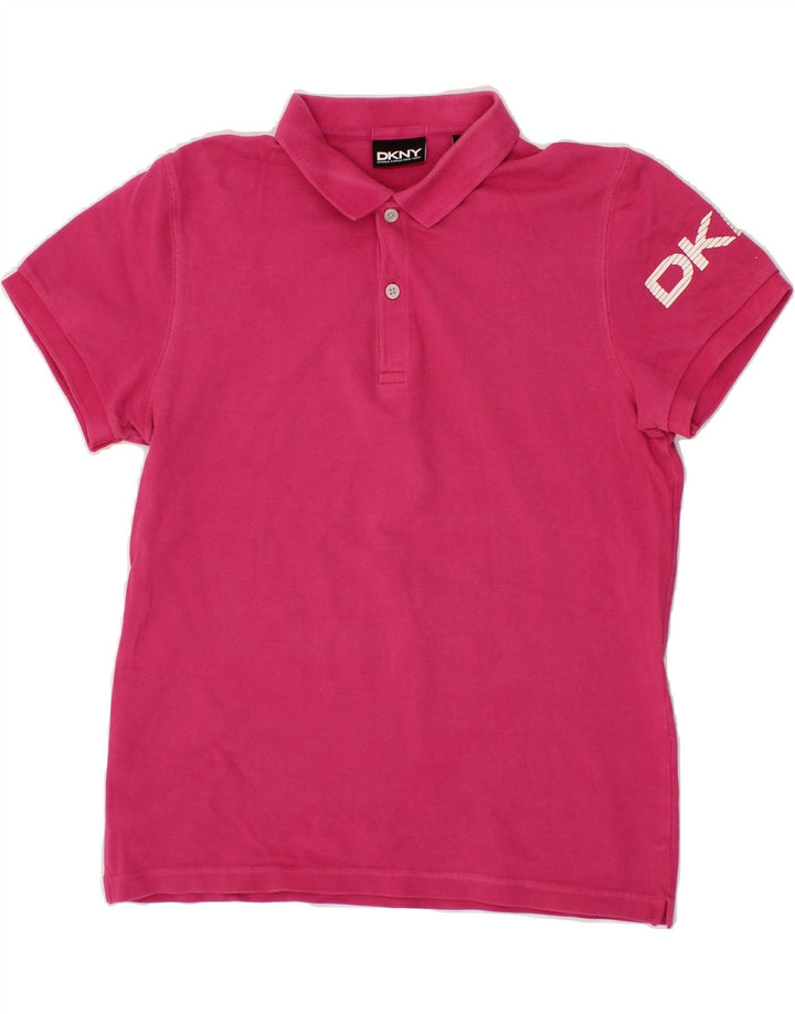 DKNY Womens Polo Shirt UK 12 Medium Pink Cotton Vintage Dkny and Second-Hand Dkny from Messina Hembry 