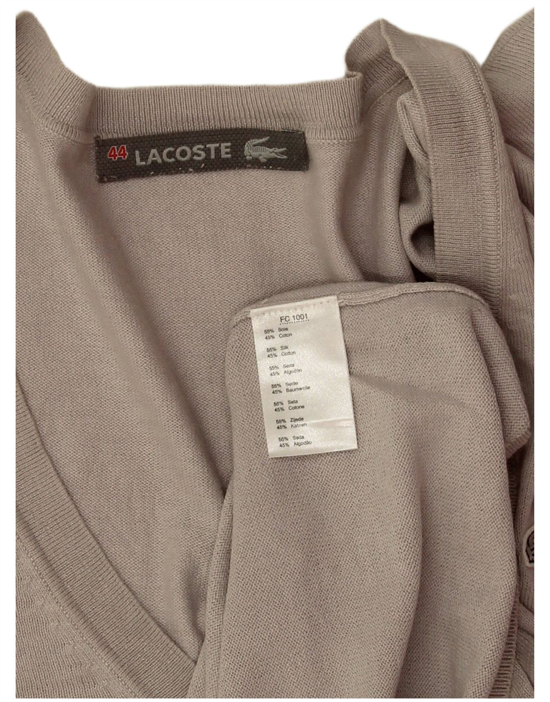 Lacoste Dame V-hals sweater Størrelse 44 Stor Grå Silke