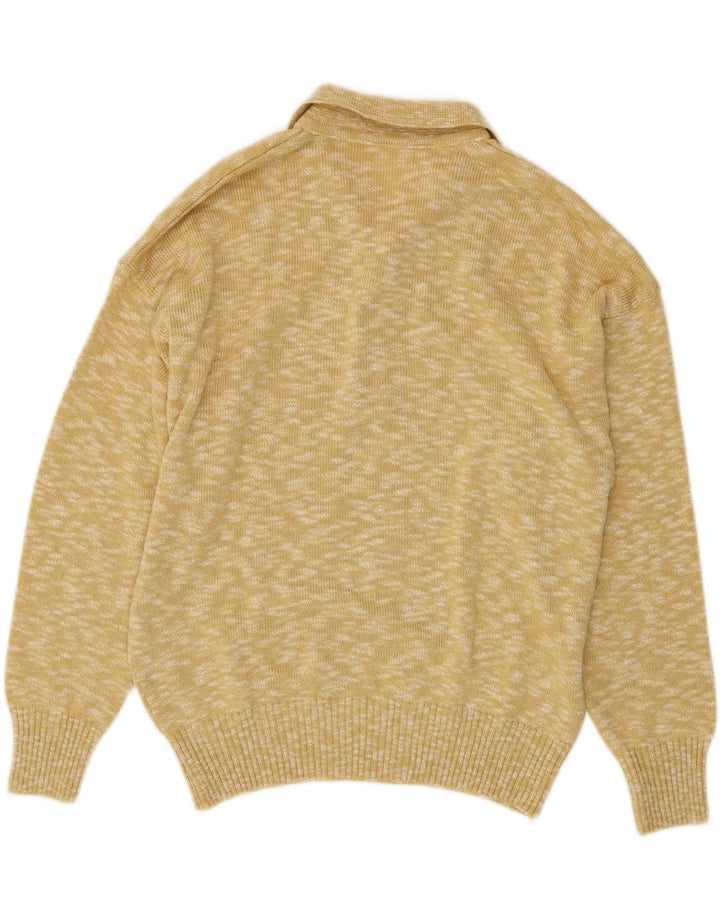 VINTAGE Dame Polo Neck sweater EU 42 Stor Beige Flecked Bomuld