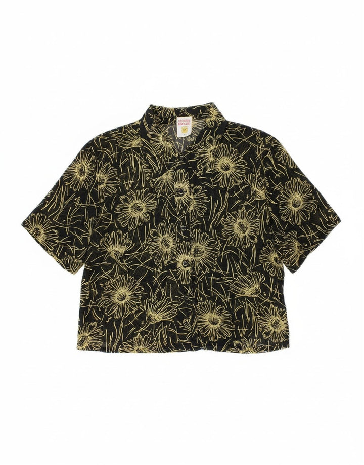 CLOCK HOUSE Dame Kortærmet skjorte Bluse IT 40 Small Black Floral