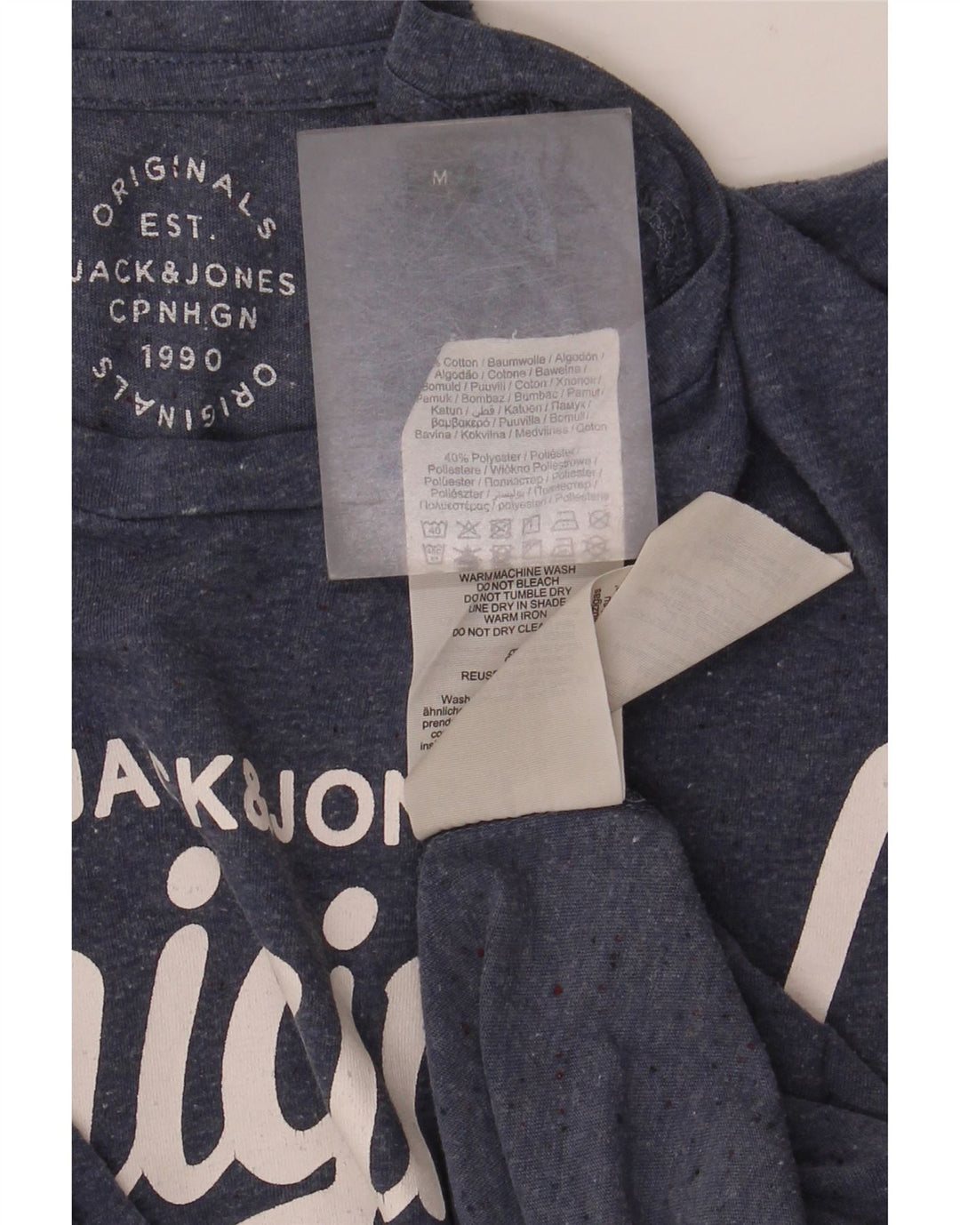 Jack & Jones Herre grafisk T-shirt Top Medium Marineblå Bomuld