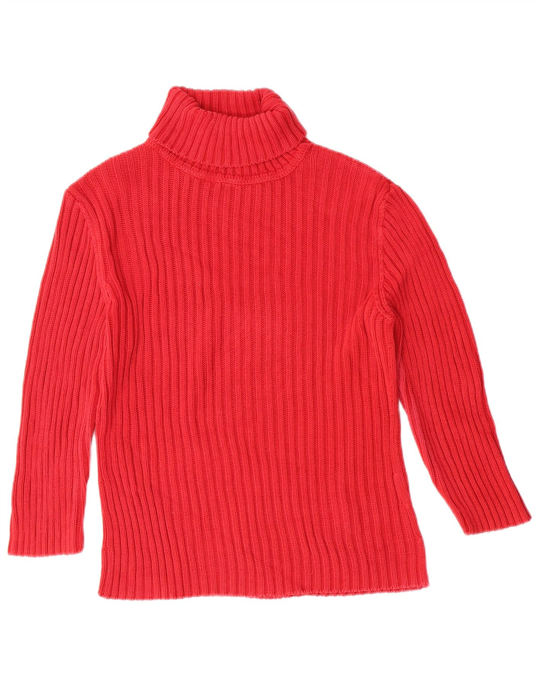 Benetton Dame Roll Neck Jumper Sweater UK 14 Large Red Bomuld Classic