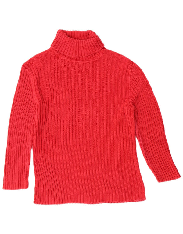Benetton Dame Roll Neck Jumper Sweater UK 14 Large Red Bomuld Classic
