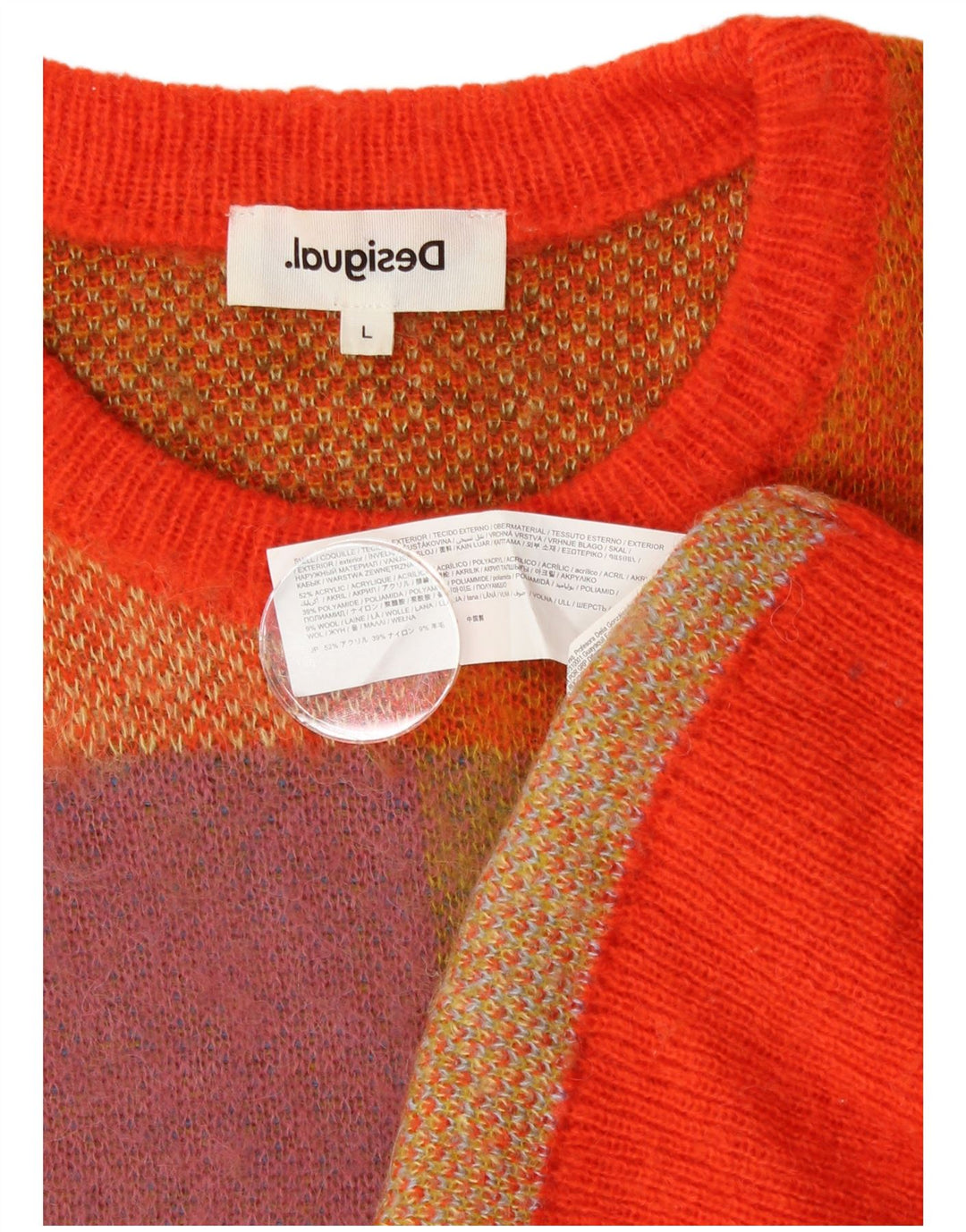 Desigual Dame Crew Neck Jumper Sweater UK 16 Stor flerfarvet akryl