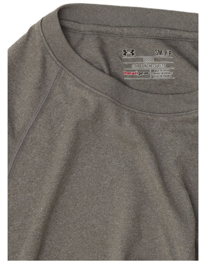Under Armour Herre Heat Gear T-Shirt Top Lille Grå Flecked