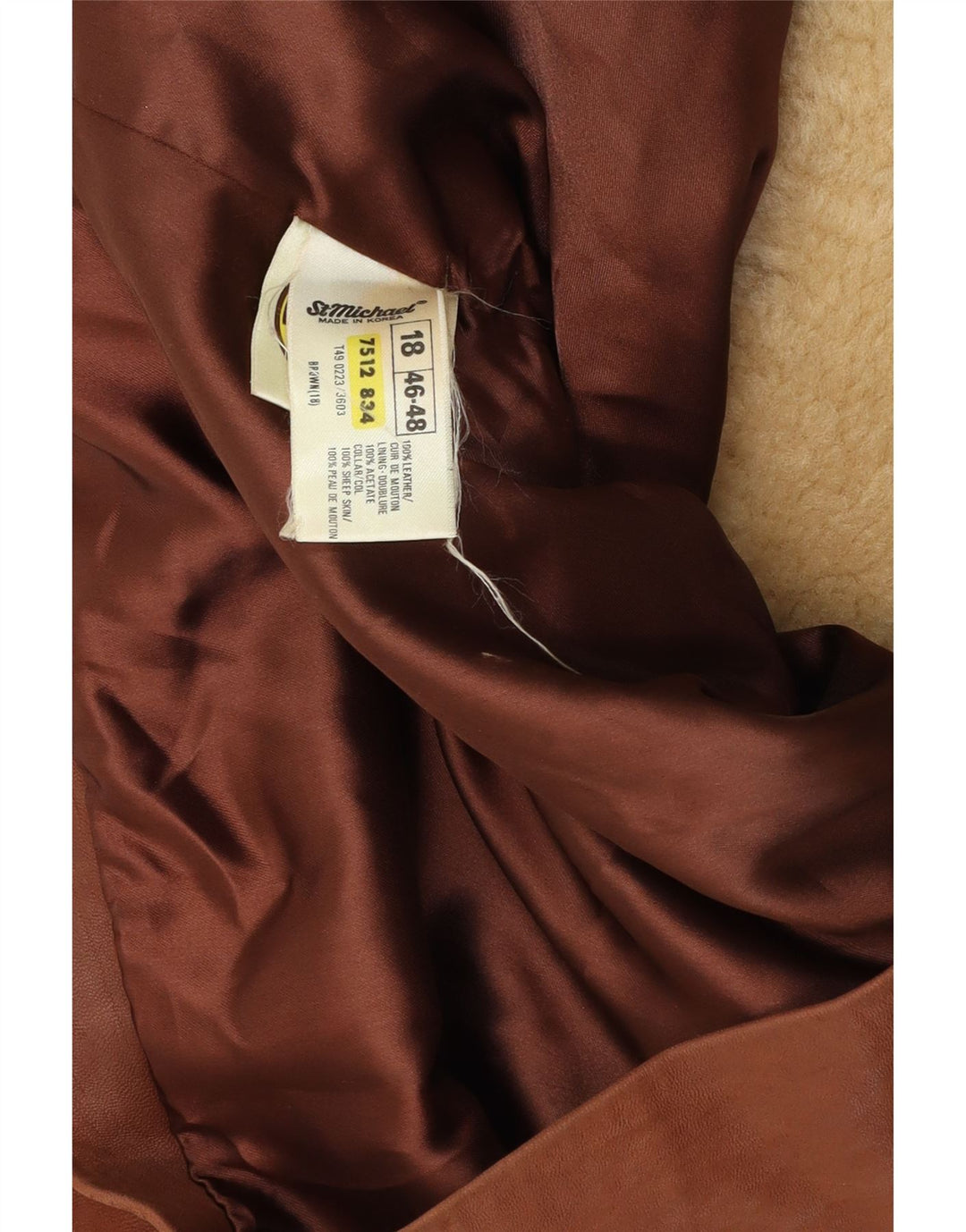 ST MICHAEL Womens Crop dobbeltradet jakke UK 18 XL brunt læder