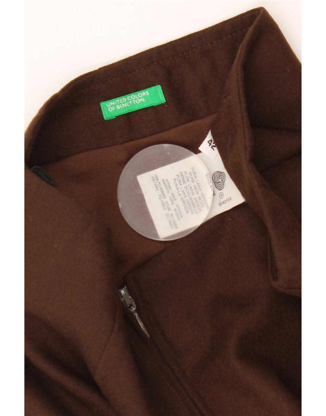Benetton Pencil Nederdel til kvinder IT 42 Medium W26 Brun Virgin Wool
