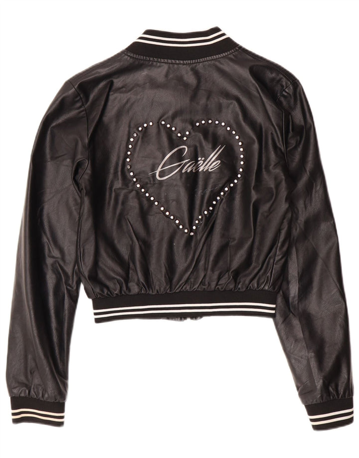 GAELLE Graphic Crop læderjakke til kvinder UK 6 XS Sort