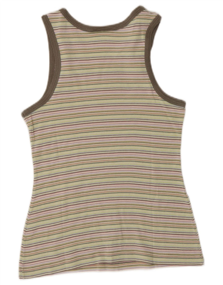 Lacoste Womens Crop Vest Top Størrelse 38 Medium Flerfarvet stribet bomuld