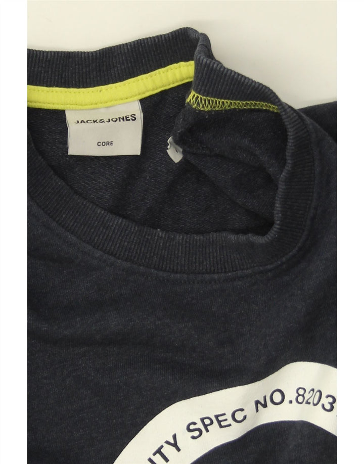 Jack & Jones grafisk sweatshirt til mænd, stor marineblå bomuld