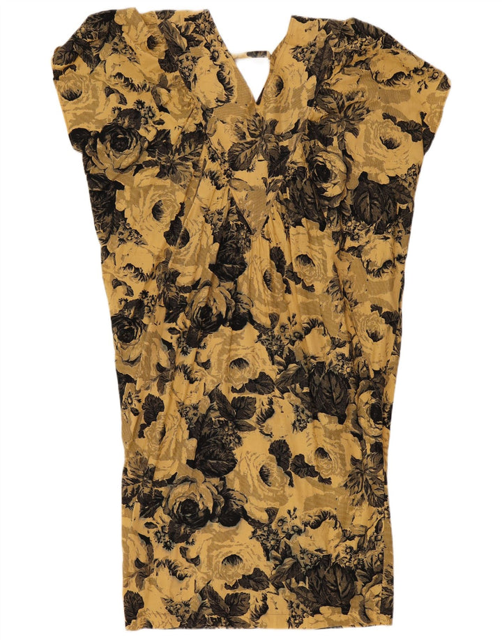 Vintage Kvinder Shift Dress UK 16 Large Yellow Floral
