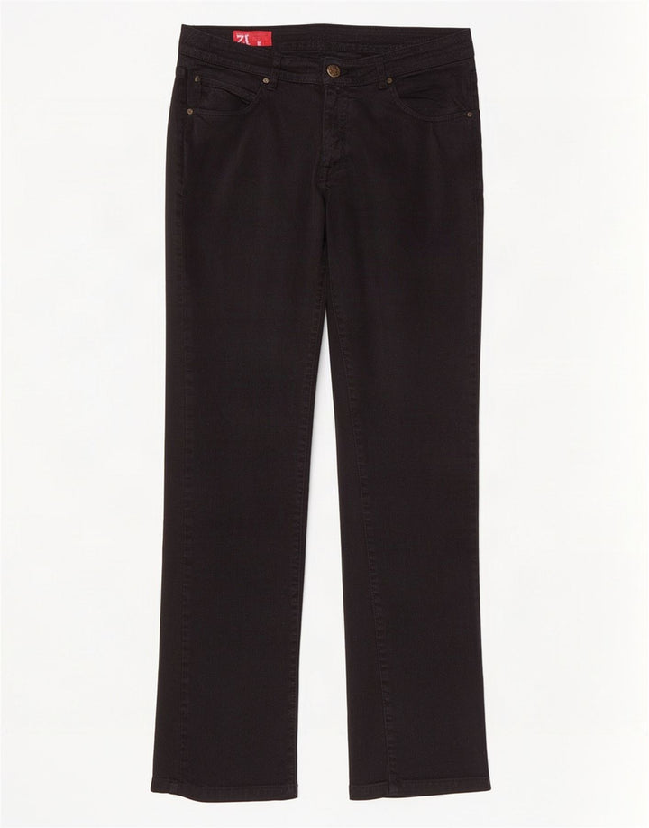 Zara Dame Straight Jeans EU 42 Large W32 L34 Sort Bomuld