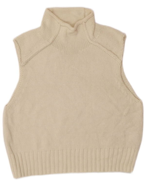 Zara Womens Crop Vest Tank Top UK 10 Small Off White Bomuld