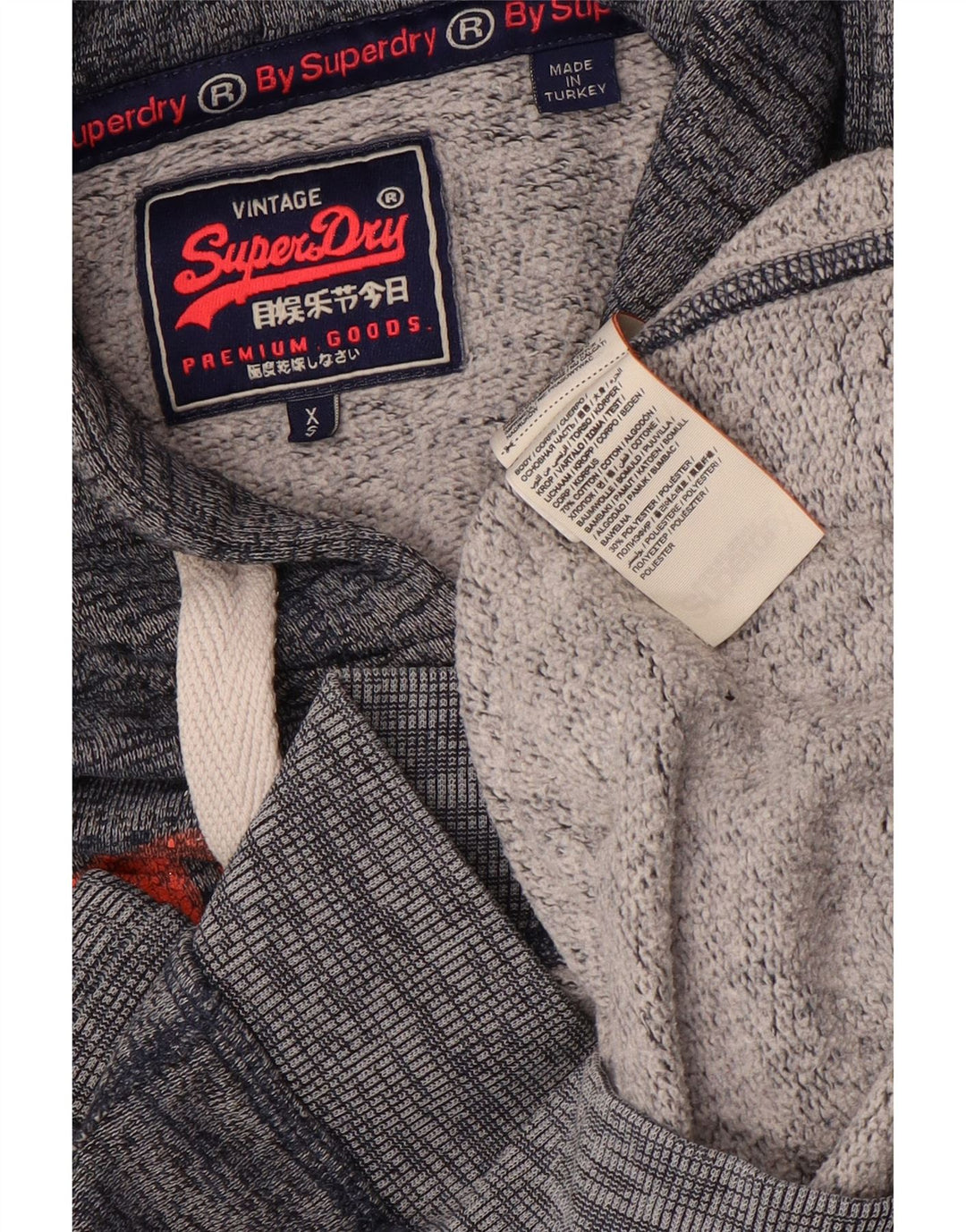 SUPERDRY Dame Oversized grafisk hættetrøje trøje UK 6 XS Grå Flecked