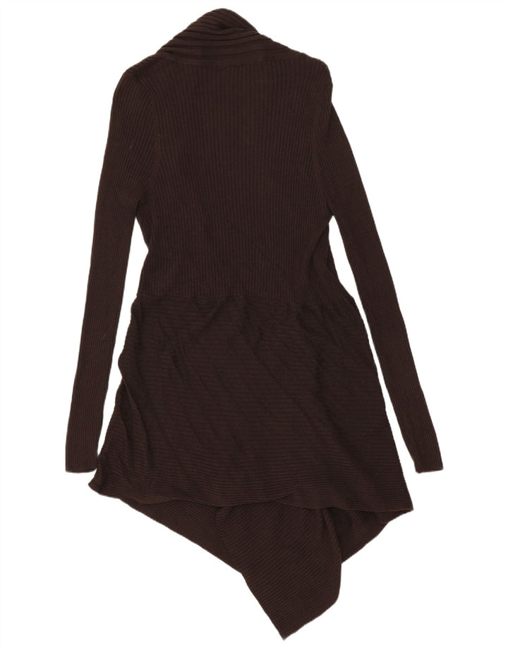 MARKS & SPENCER Dame Longline Open Cardigan Sweater UK 12 Medium Brown