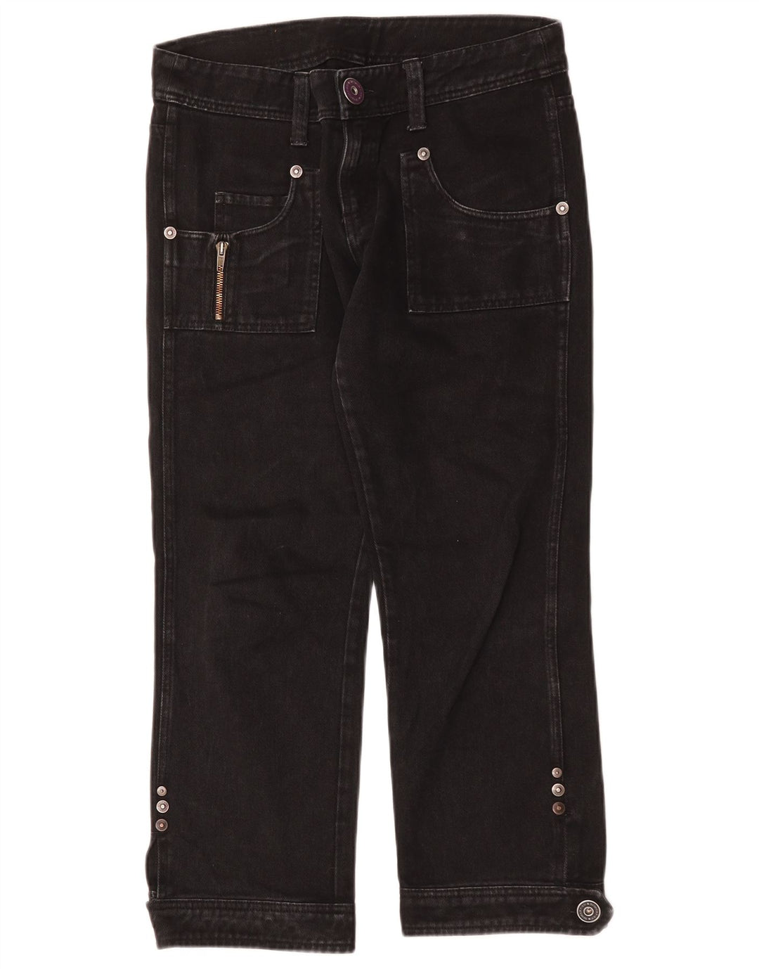 Iceberg Dame Straight Cropped Jeans W29 L25 Sort Bomuld