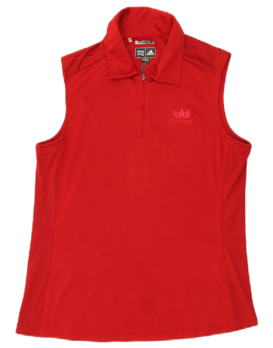 Adidas Dame Climacool Polo Shirt uden ærmer UK 12 Medium Rød Polyester