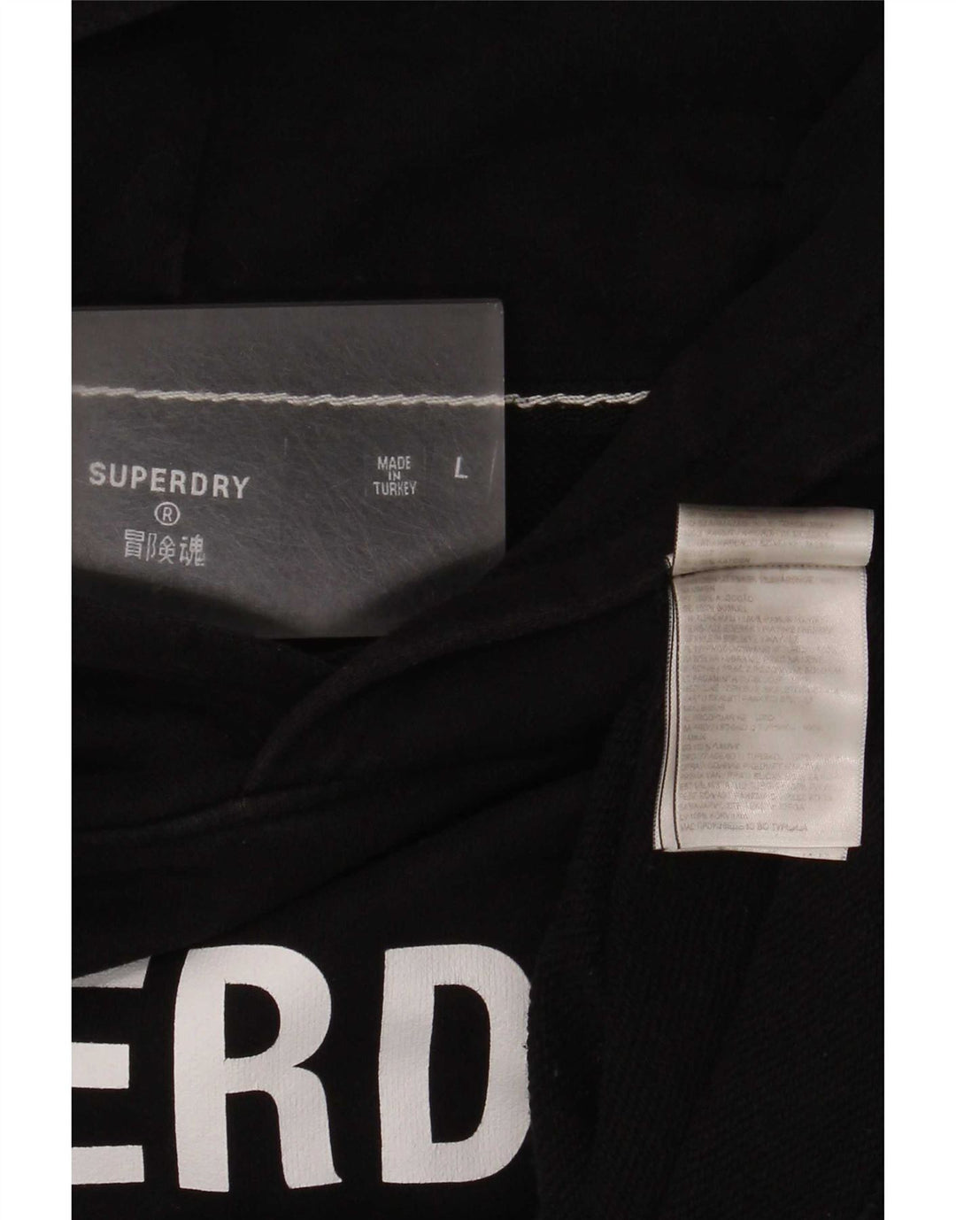 Superdry Grafisk hættetrøje til mænd, stor sort bomuld