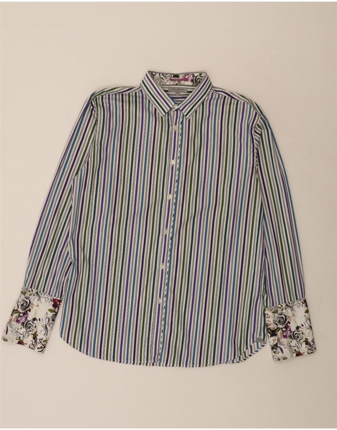 TED BAKER Herre formel skjorte str. 5 Large Blue Pinstripe Cotton