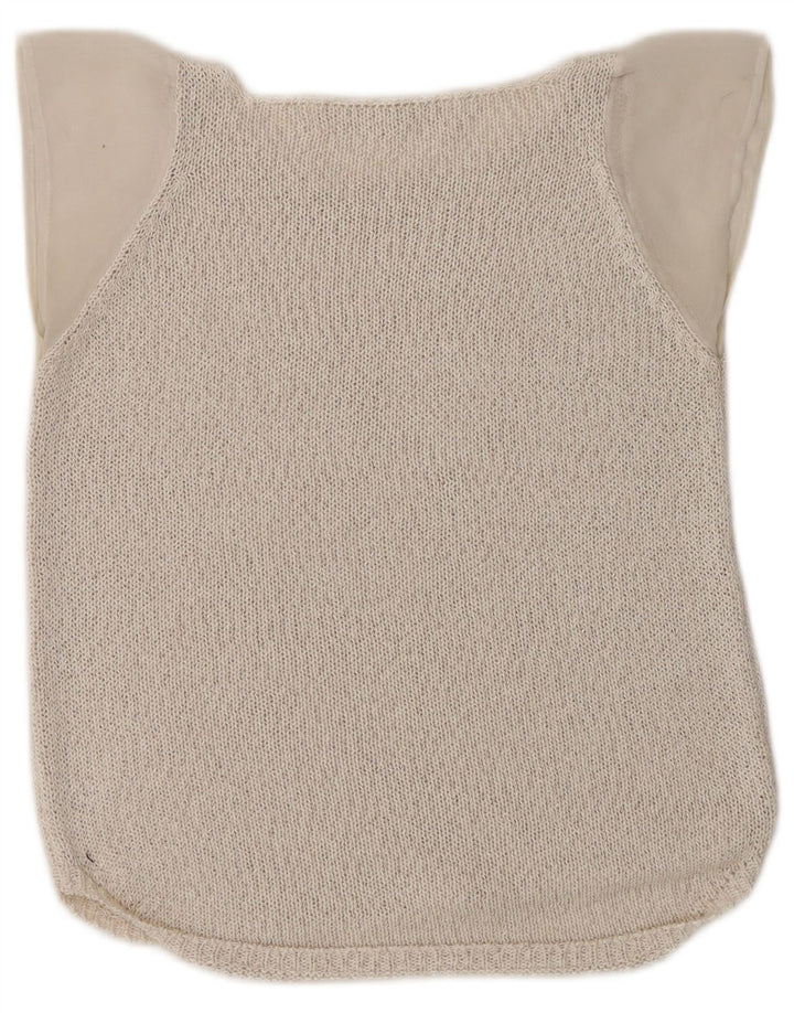 Zara Damestrik bluse Top UK 10 Small Beige