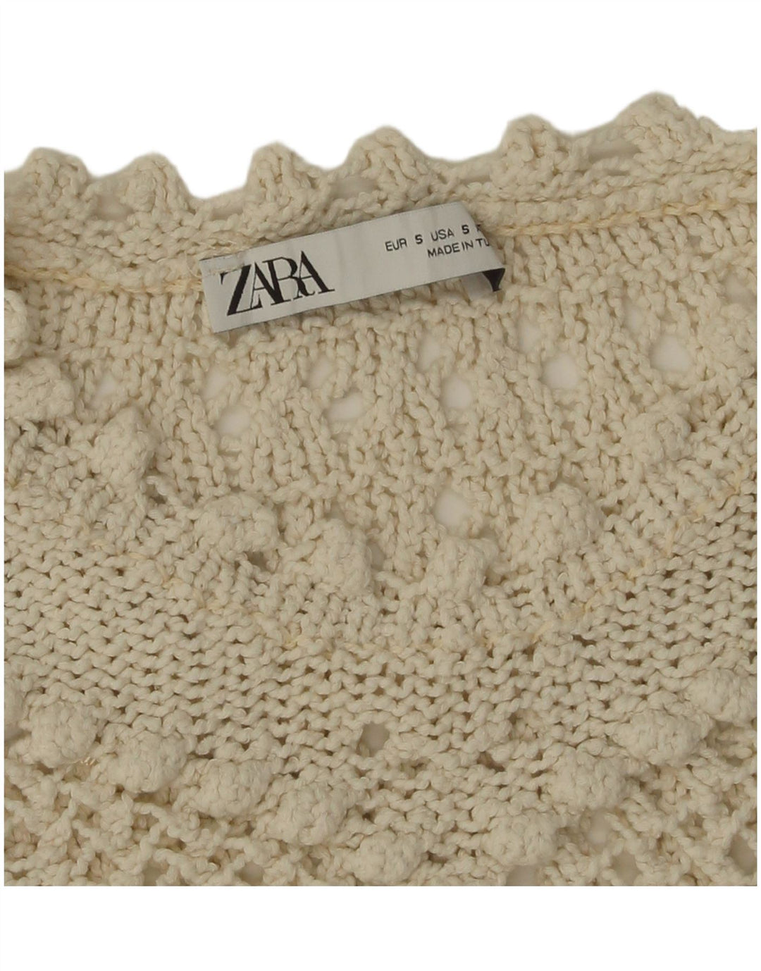 Zara Womens Oversized Crop Crew Neck Jumper Sweater UK 10 Small White