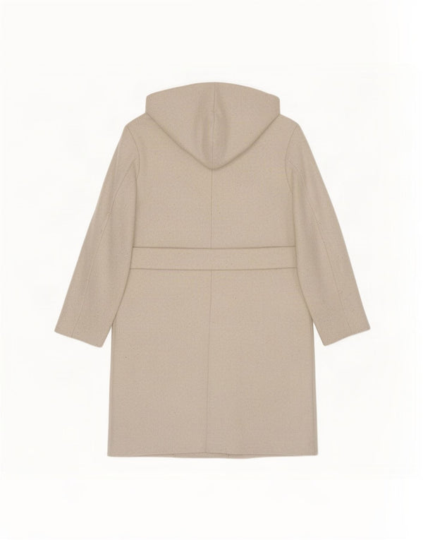 Zara Dame Hooded Oversized Dobbeltradet Frakke UK 10 Small Beige